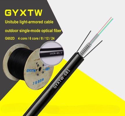 G652D GYXTW 24 কোর আর্মার্ড আউটডোর অপটিক্যাল কেবল সেন্ট্রাল লুজ টিউব স্টিল ওয়্যার স্ট্রেন্থ মেম্বার PE শীথ সরাসরি ভূগর্ভস্থ ব্যবহারের জন্য