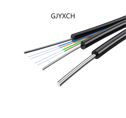 4 কোর G657A1 আউটডোর FTTH ড্রপ ফাইবার কেবল GJYXCH, 0.8 মিমি স্টিল তারের মেসেঞ্জার সহ