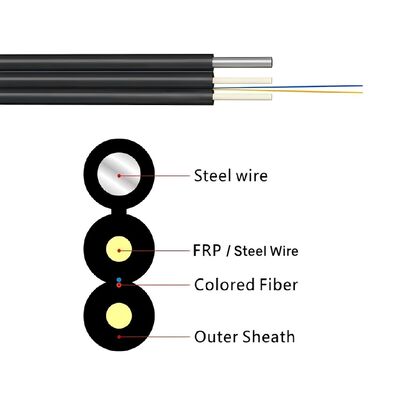 FTTH বহিরঙ্গন ড্রপ কেবল GJYXFCH ২ কোর G657A1 স্টীল তারের মেসেঞ্জার সহ